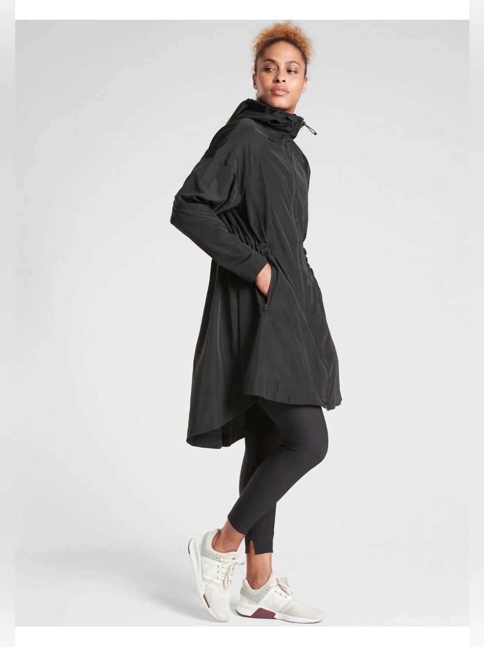 ATHLETA Solar Wind & Rain Anorak Rain Jacket Size Large in Color Black